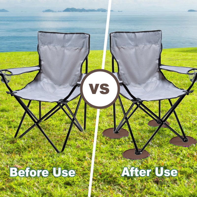 COBARYEN Furniture Pads for Camping Chairs Anti-Sinking Outdoor Furniture Cups Chair Leg Protectors for Sand, Lawn or Soft Ground (8, Brown, 5.35 in) - Image 4